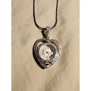 Vintage Mid Century Imperial Swiss Mechanical Heart Pendant Watch Necklace RUNS